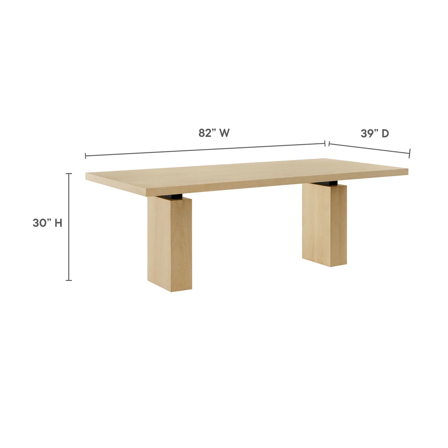 Piston 82" Rectangular Wood Dining Table in Natural. - Venini Furniture 
