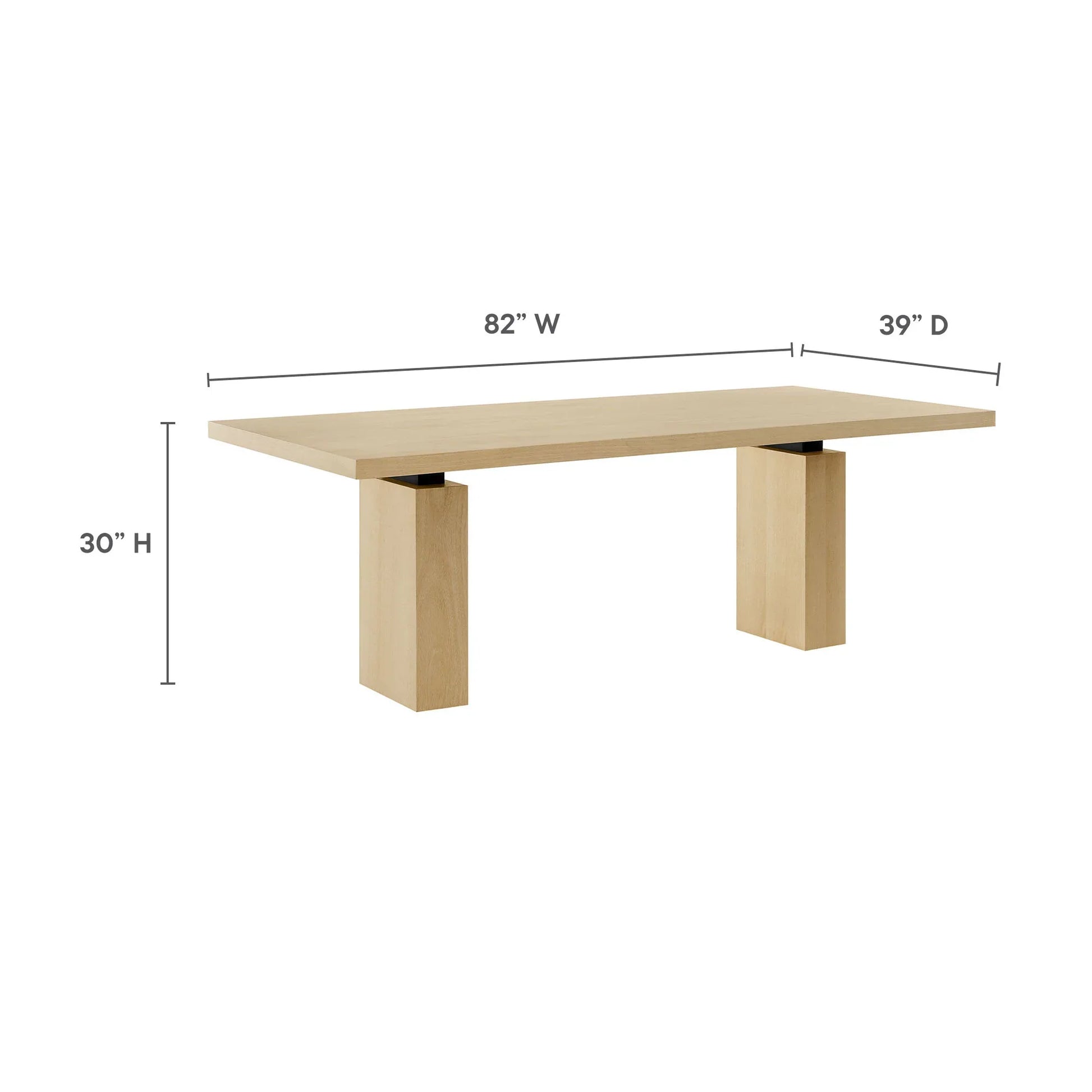 Piston 82" Rectangular Wood Dining Table in Natural. - Venini Furniture 