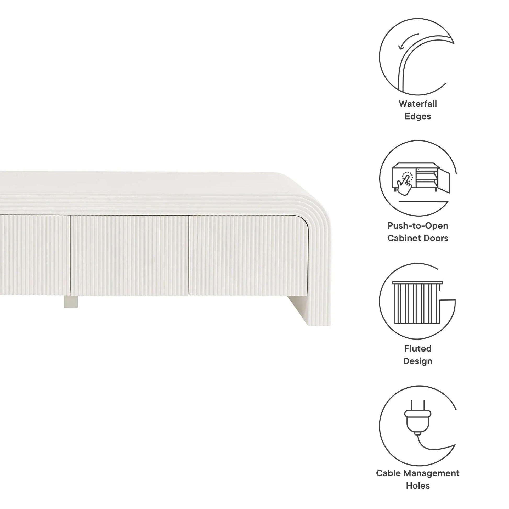 Waterflute 68" Fluted TV Stand. - Venini Furniture 