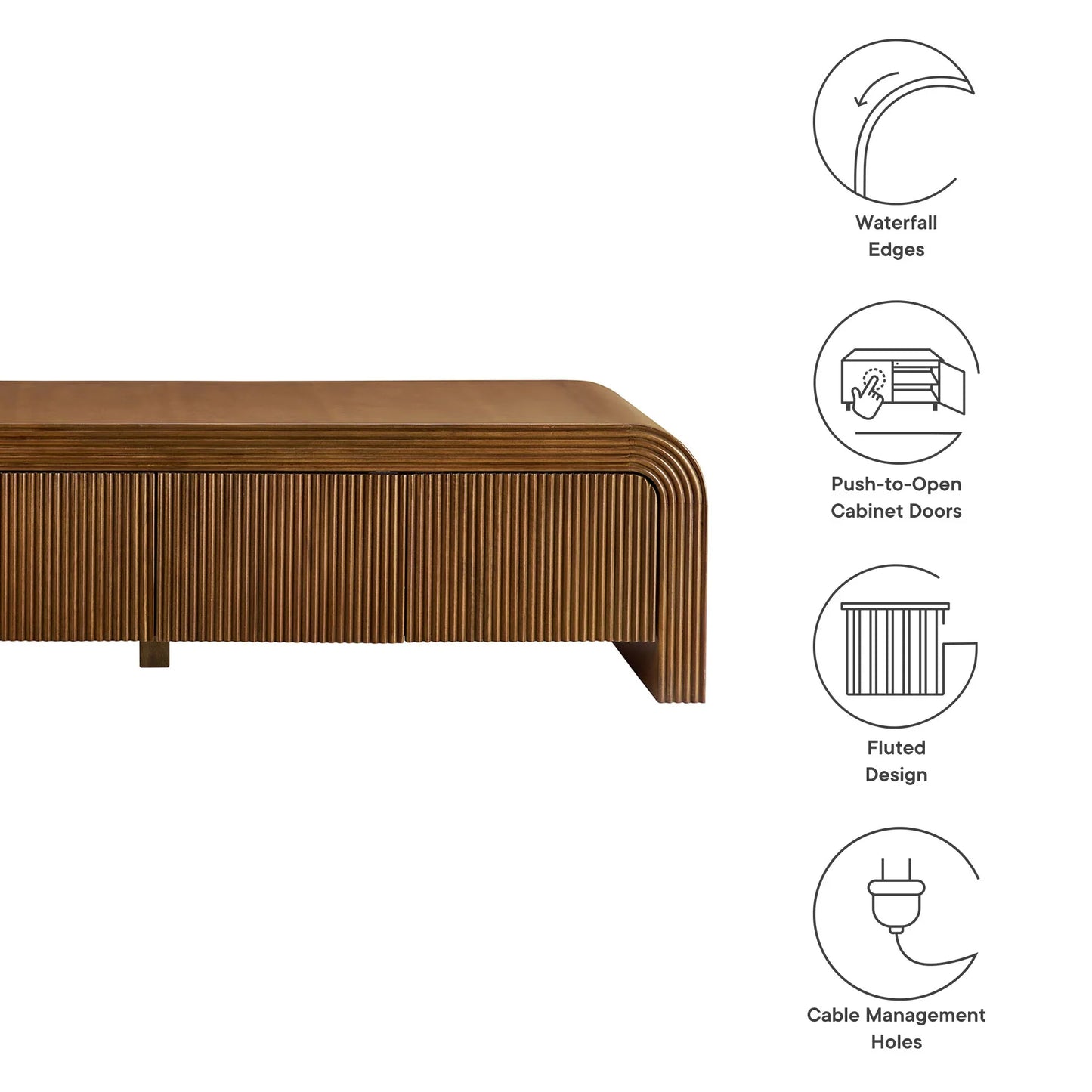 Waterflute 68" Fluted TV Stand. - Venini Furniture 