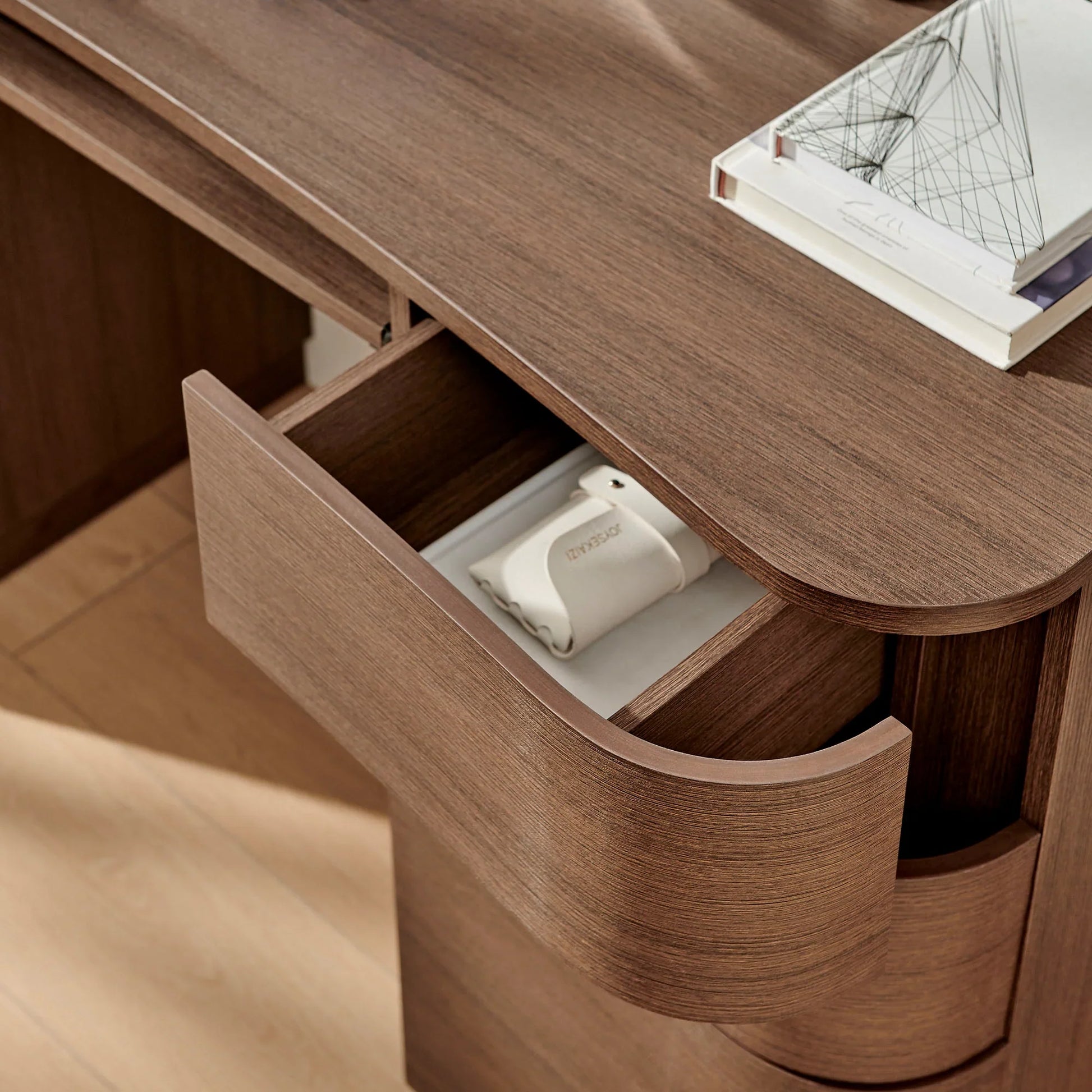 Mirae 55" 6-Drawer Curved Office Desk. - Venini Furniture 