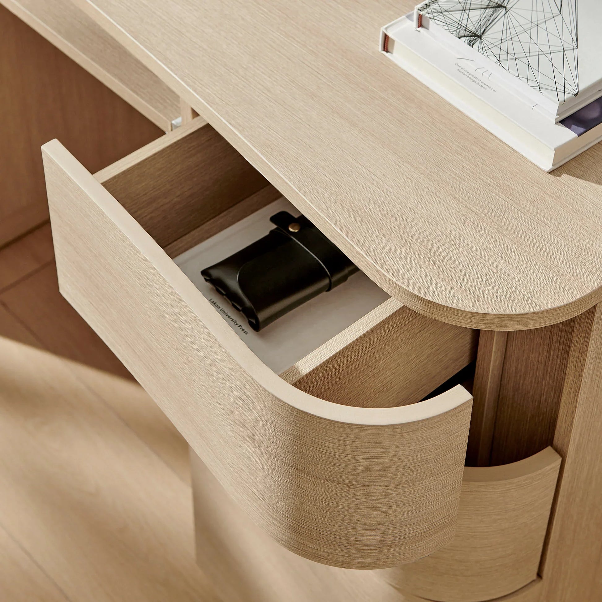 Mirae 55" 6-Drawer Curved Office Desk. - Venini Furniture 