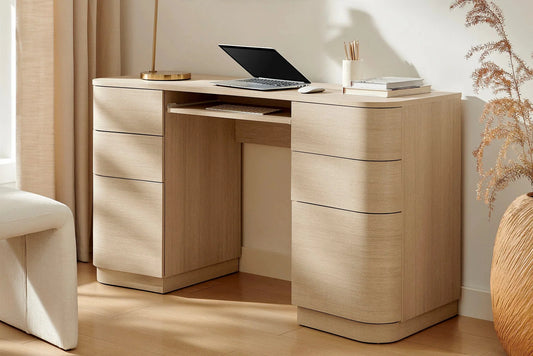 Mirae 55" 6-Drawer Curved Office Desk. - Venini Furniture 