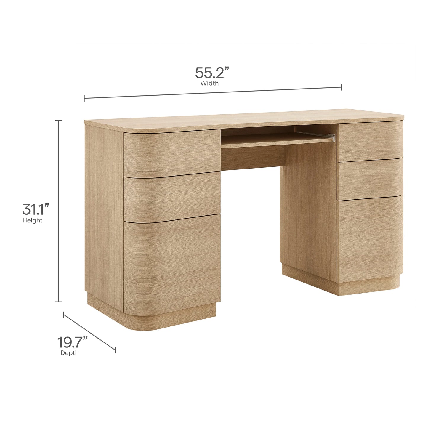 Mirae 55" 6-Drawer Curved Office Desk. - Venini Furniture 
