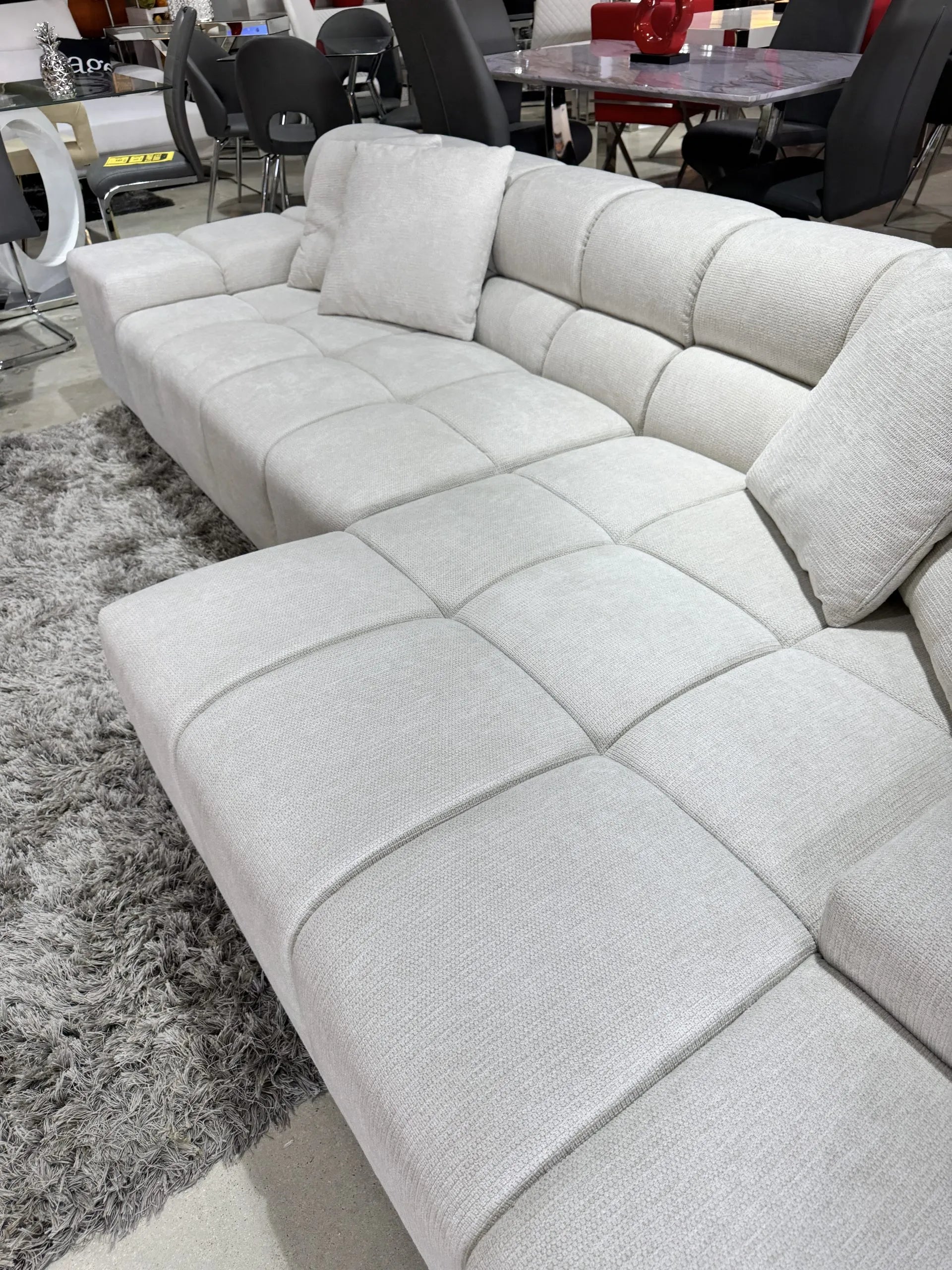 Midtown Sectional Right or Left in Graphite Dark Grey or Cream - Venini Furniture 