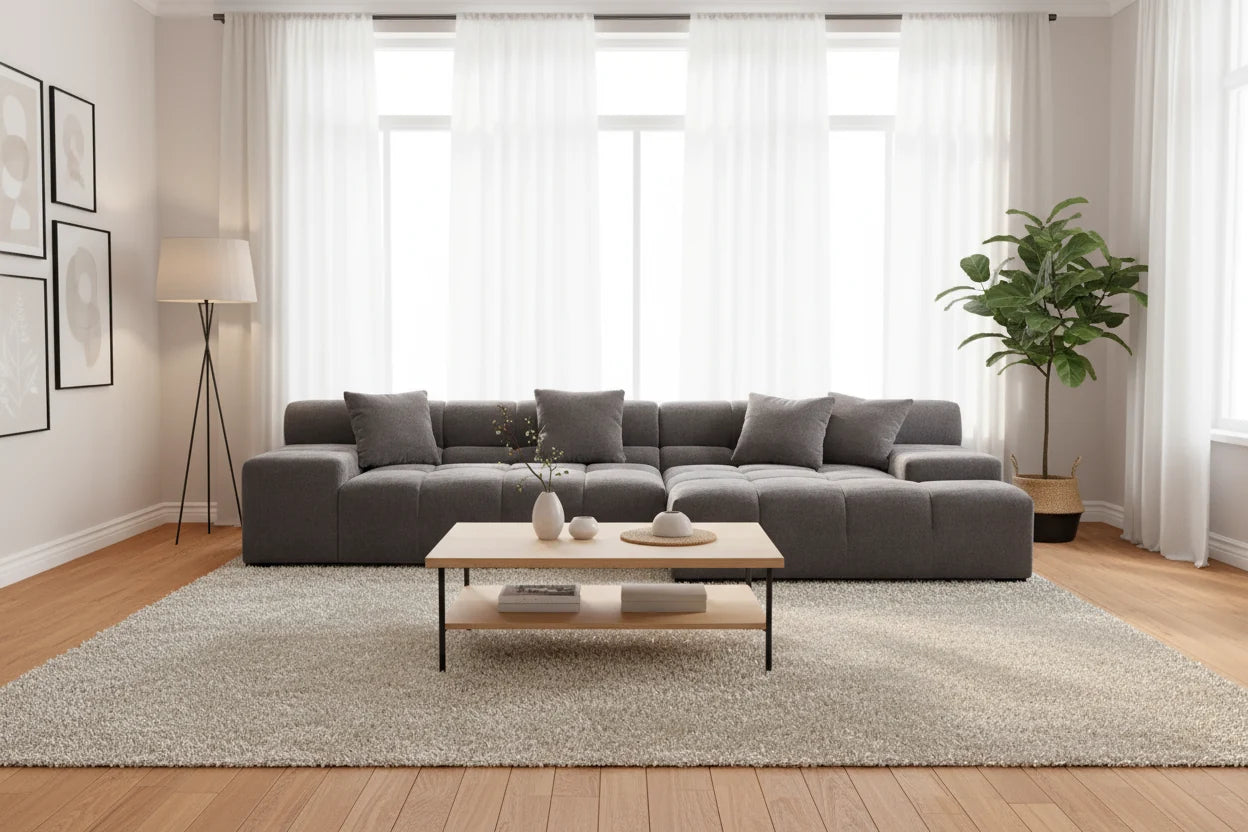 Midtown Sectional Right or Left in Graphite Dark Grey or Cream - Venini Furniture 