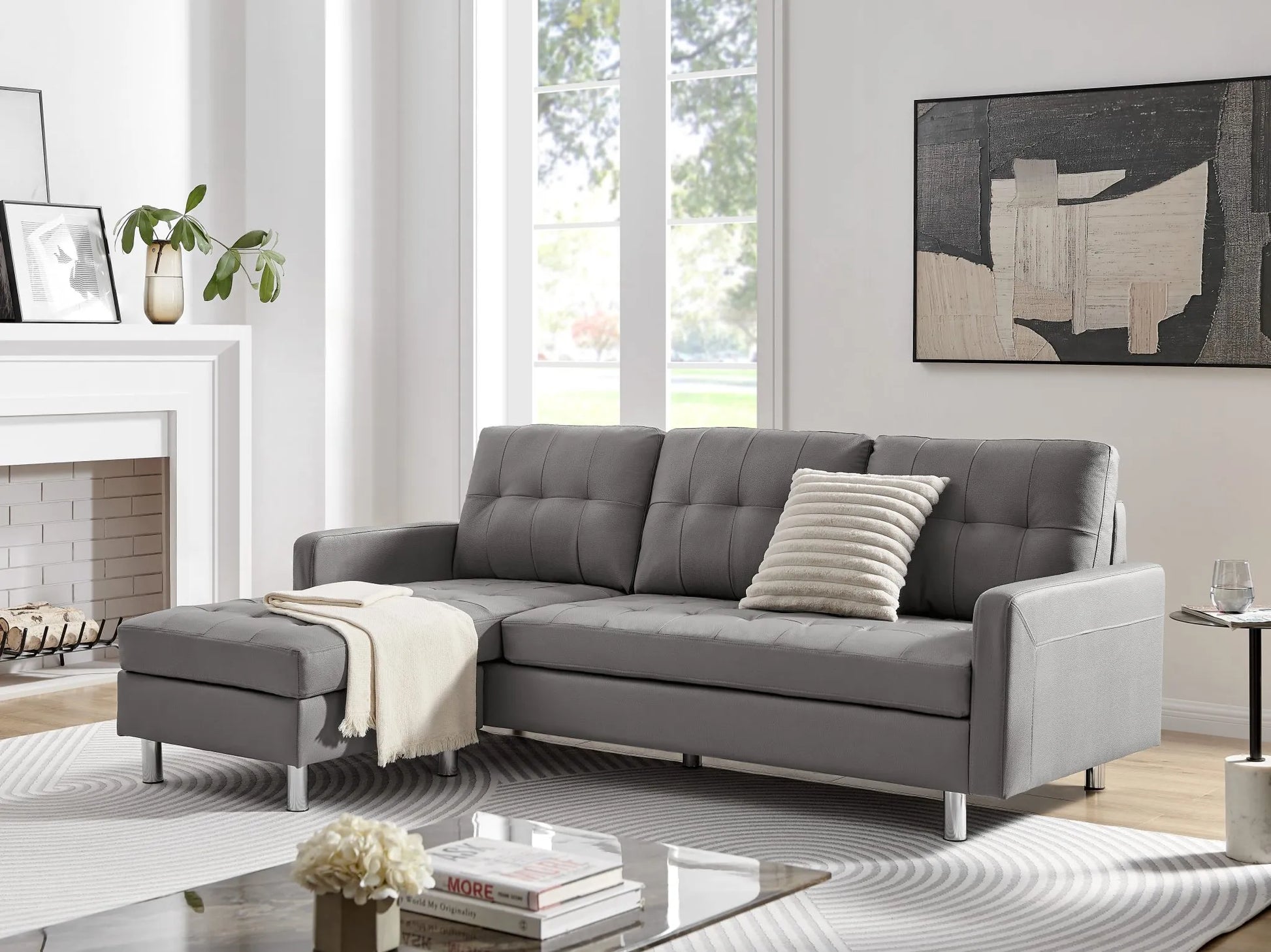 VESADA Sectional Black, Gray or White. - Venini Furniture 