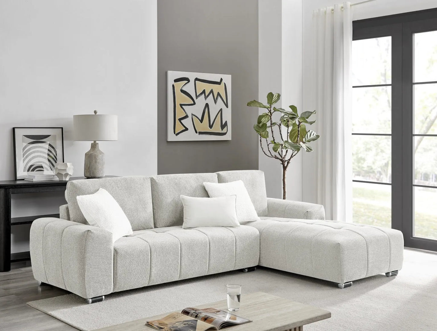 ROMA Sectional Right or Left in Light or Dark Gray or Cream. - Venini Furniture 
