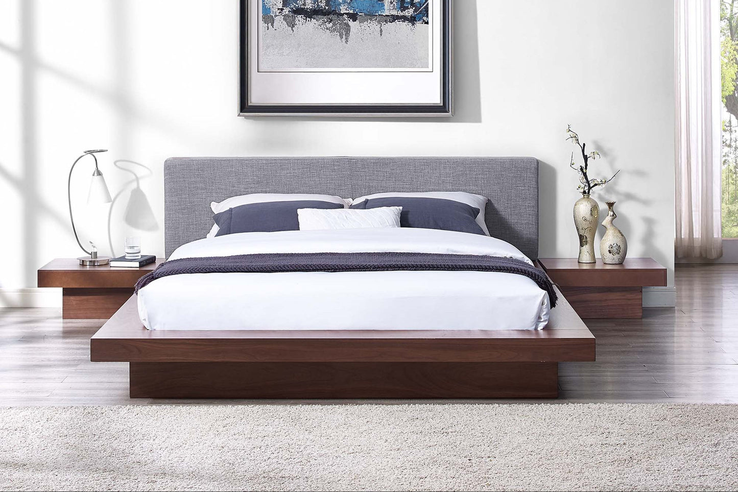 Freja 3 Piece Fabric Queen Bedroom Set. - Venini Furniture 