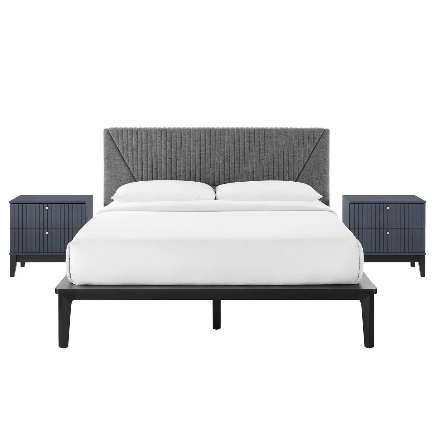 Dakota QUEEN Size 3 Piece Upholstered Bedroom Set. - Venini Furniture 