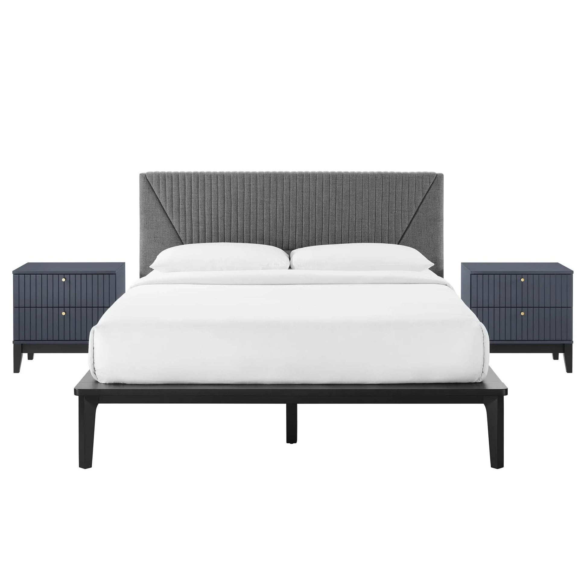 Dakota QUEEN Size 3 Piece Upholstered Bedroom Set. - Venini Furniture 