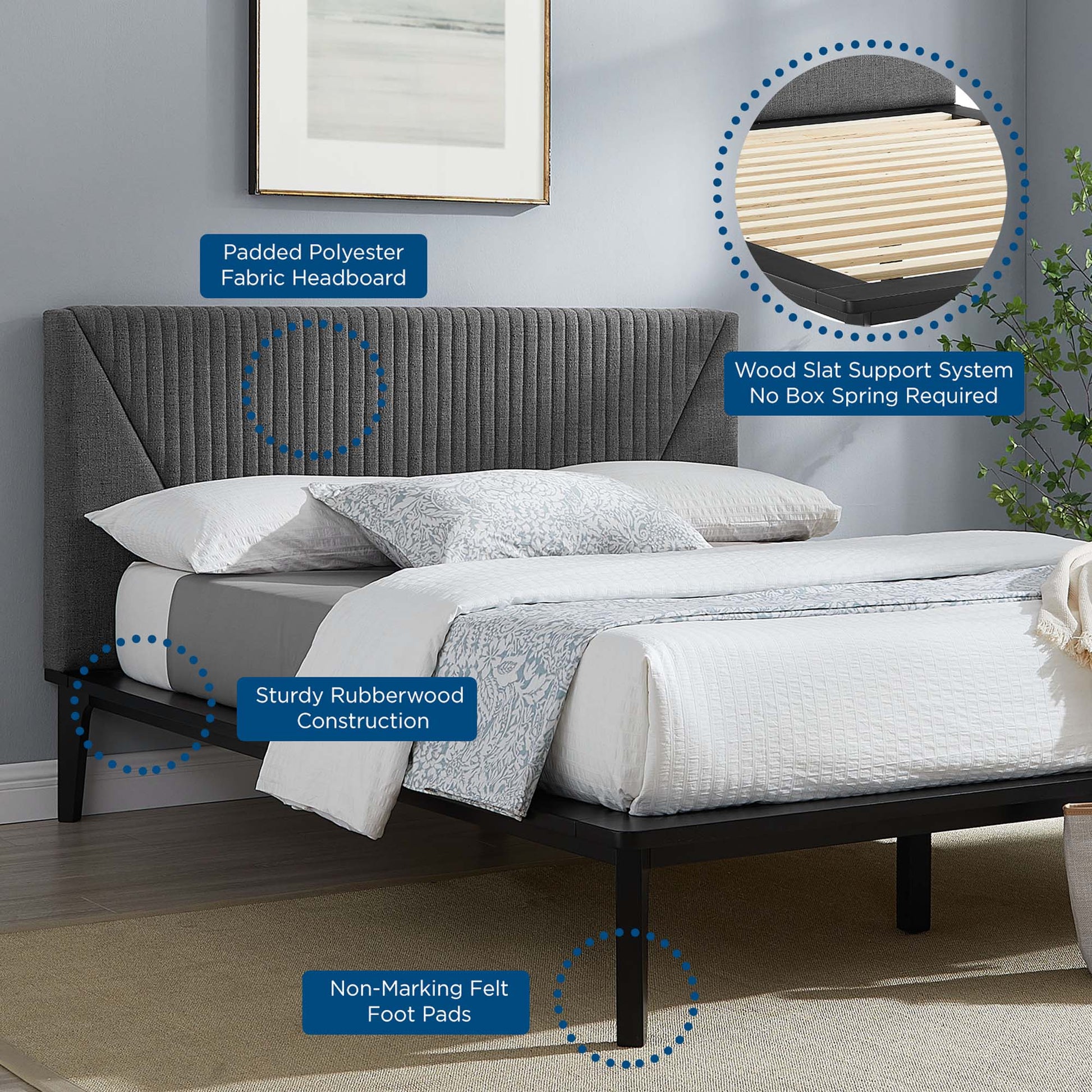 Dakota QUEEN Size 3 Piece Upholstered Bedroom Set. - Venini Furniture 