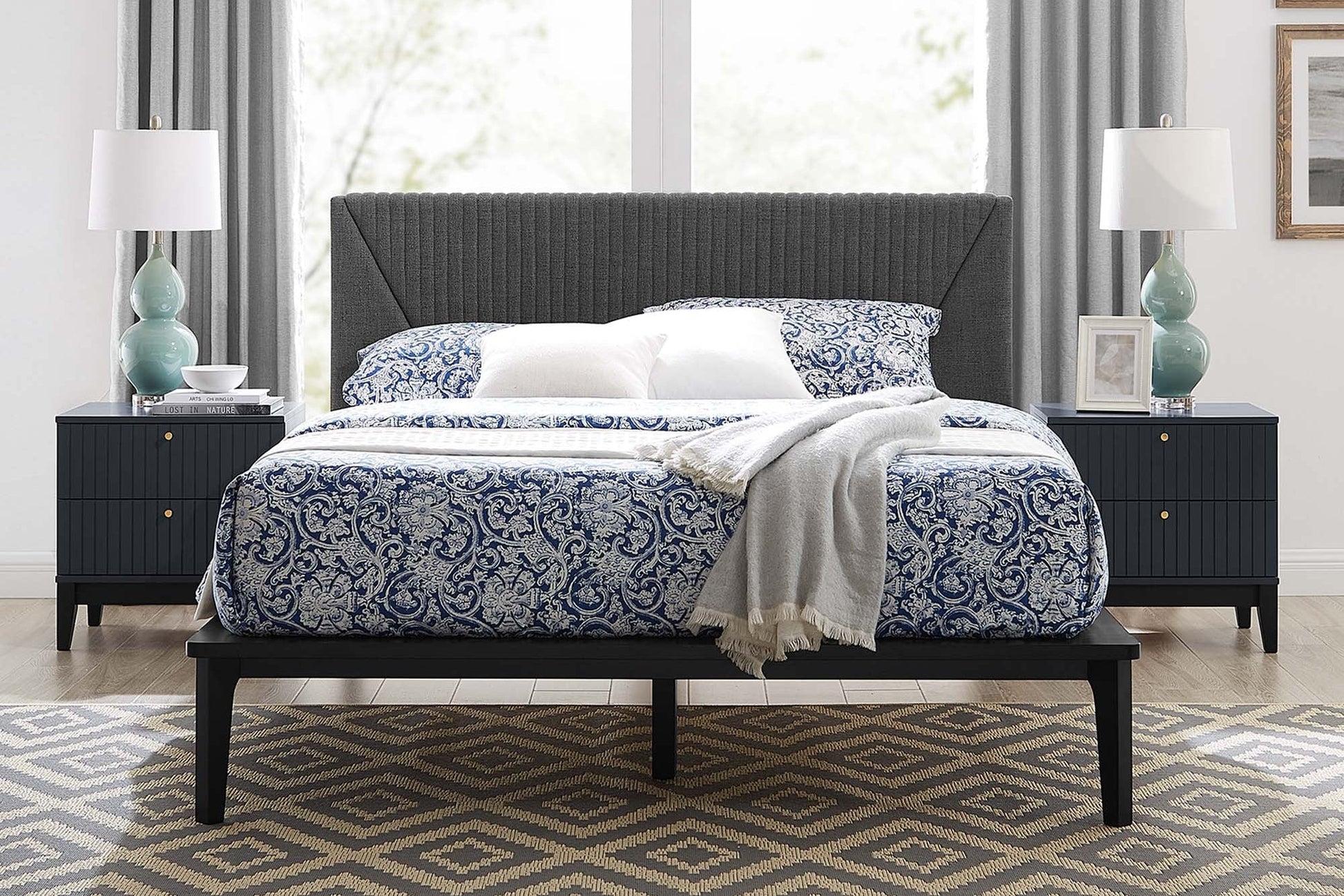 Dakota QUEEN Size 3 Piece Upholstered Bedroom Set. - Venini Furniture 