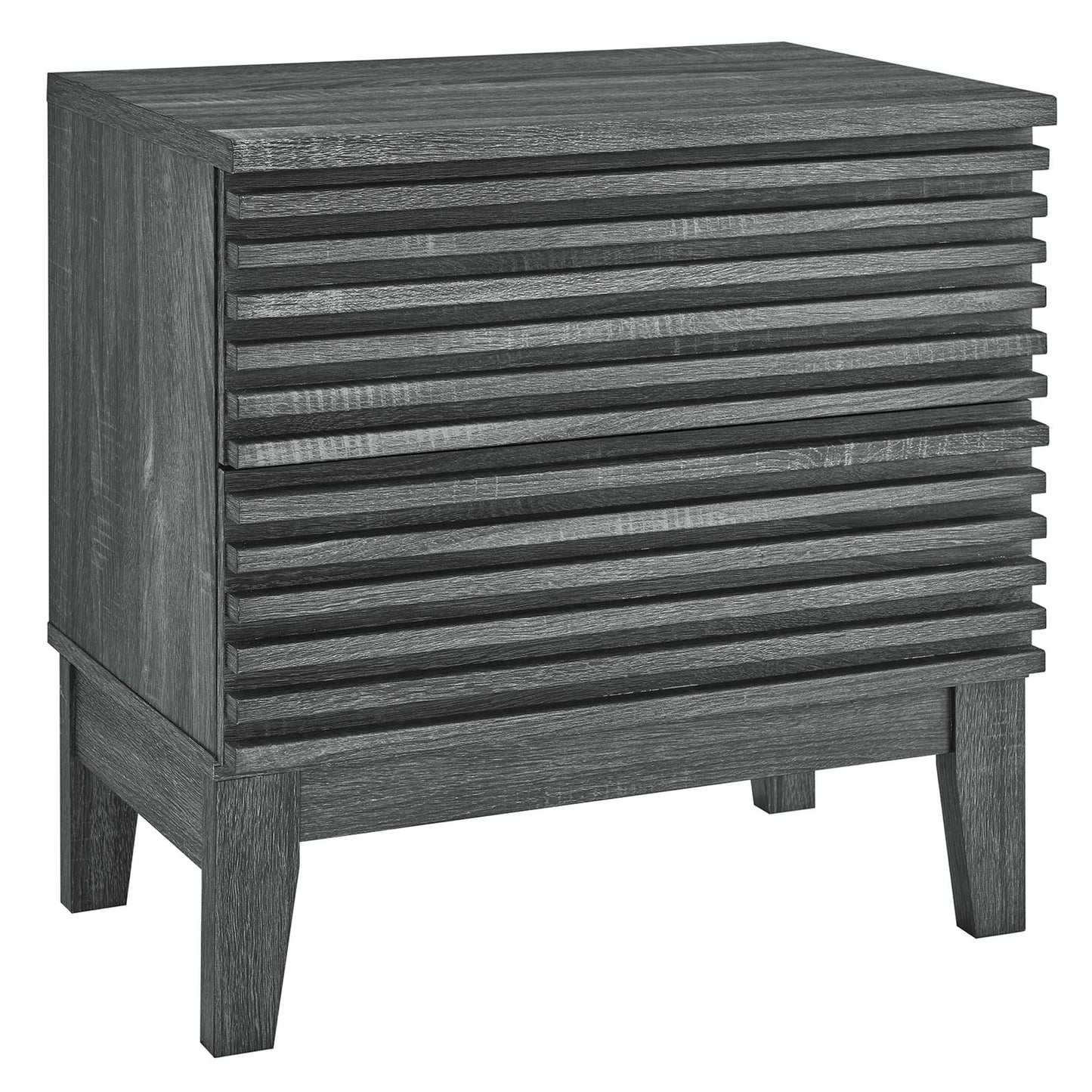 Render Two-Drawer Nightstand in Charcoal. - Venini Furniture 
