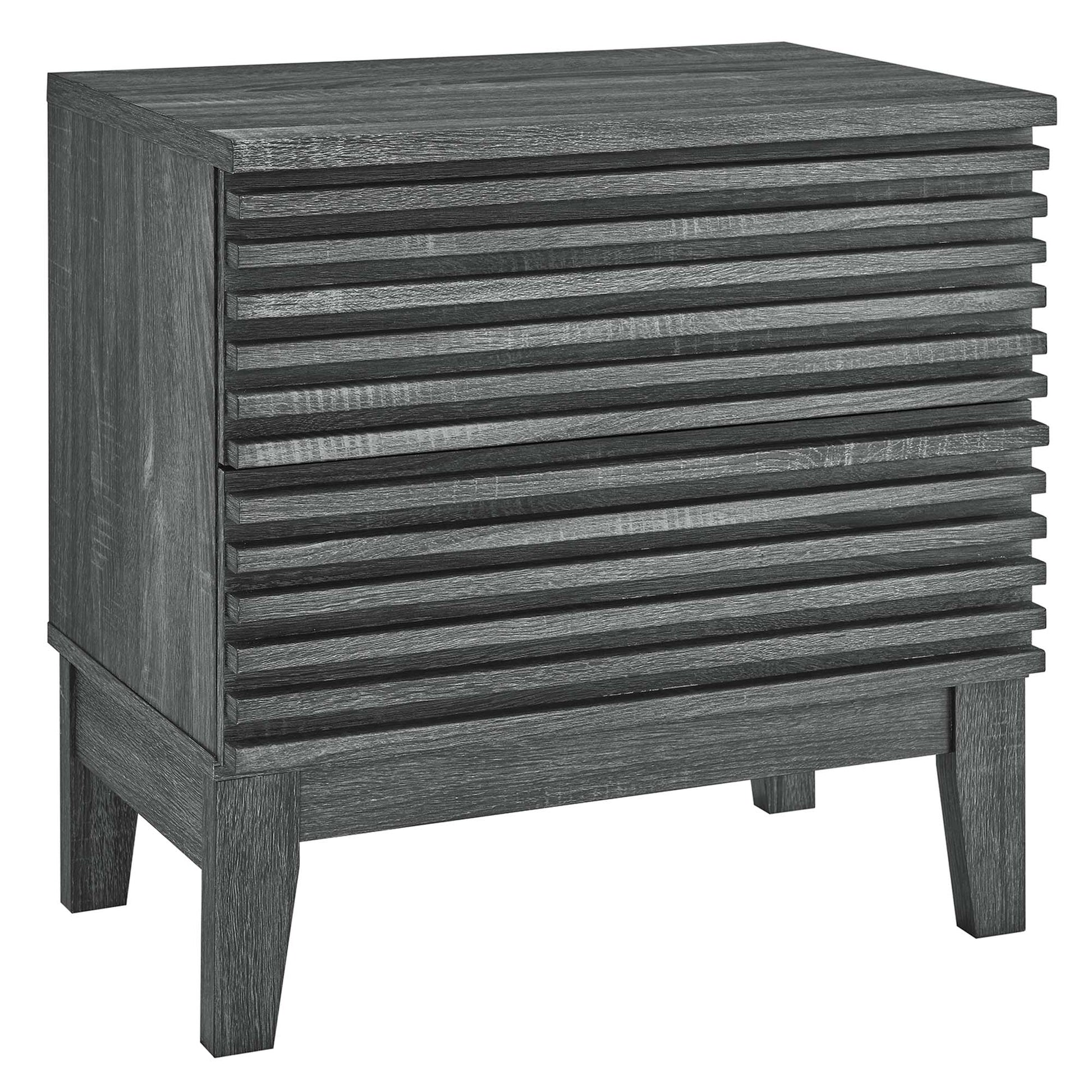 Render Two-Drawer Nightstand in Charcoal. - Venini Furniture 