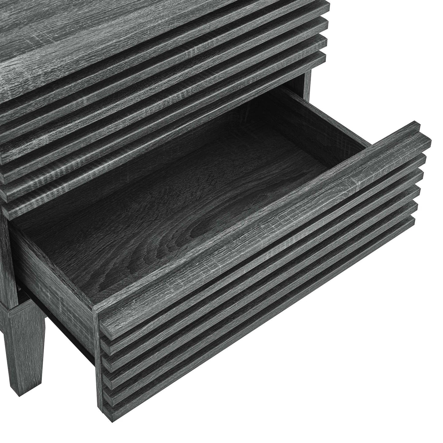 Render Two-Drawer Nightstand in Charcoal. - Venini Furniture 