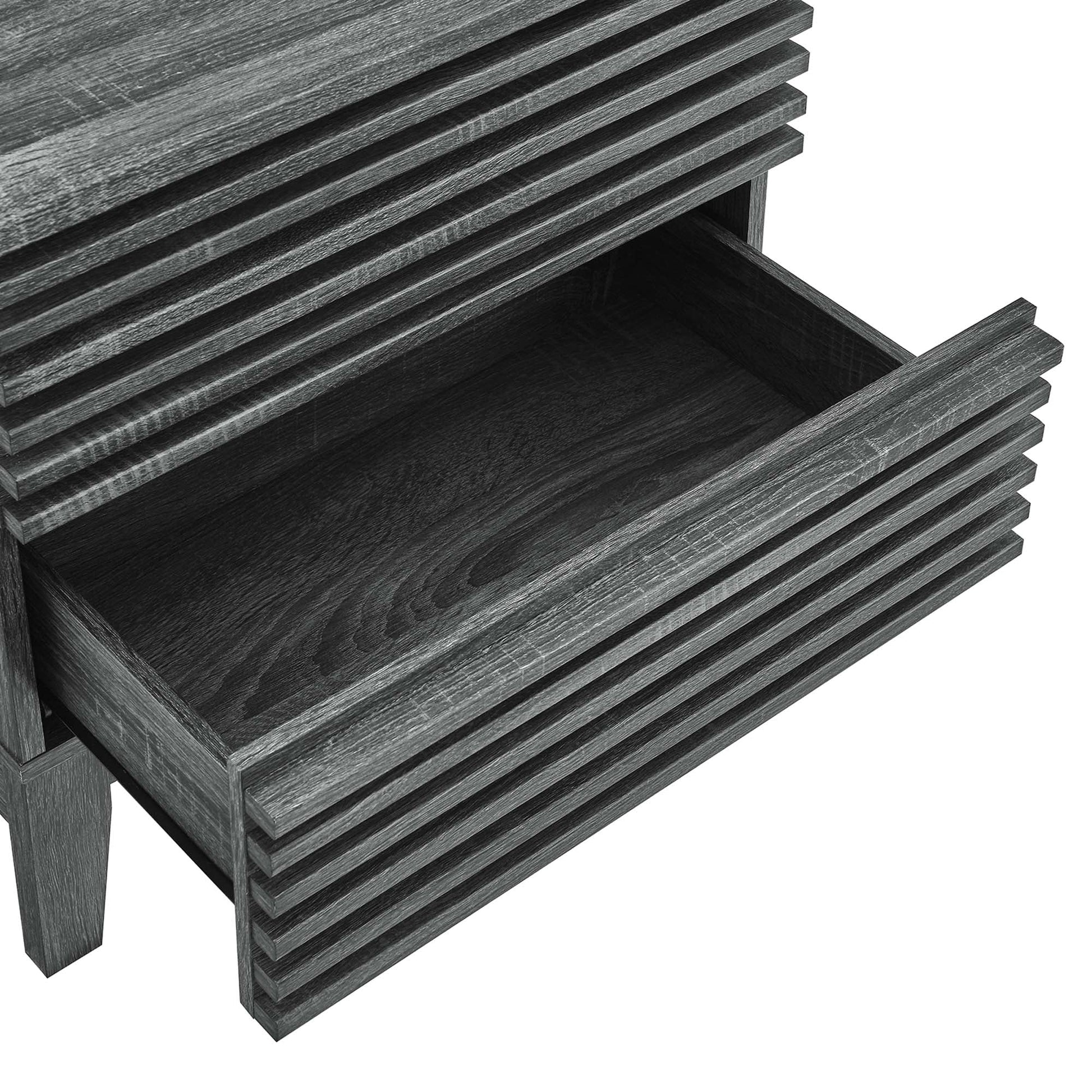 Render Two-Drawer Nightstand in Charcoal. - Venini Furniture 