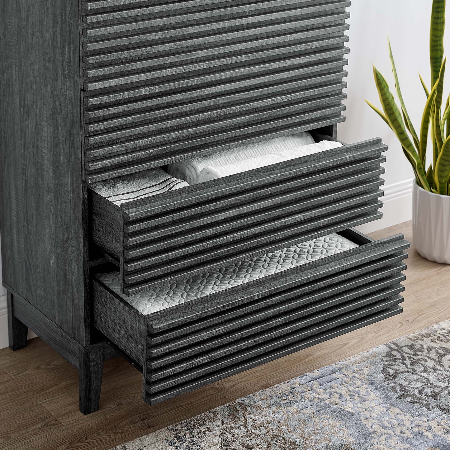 Render 5-Drawer Dresser Chest in Charcoal. - Venini Furniture 