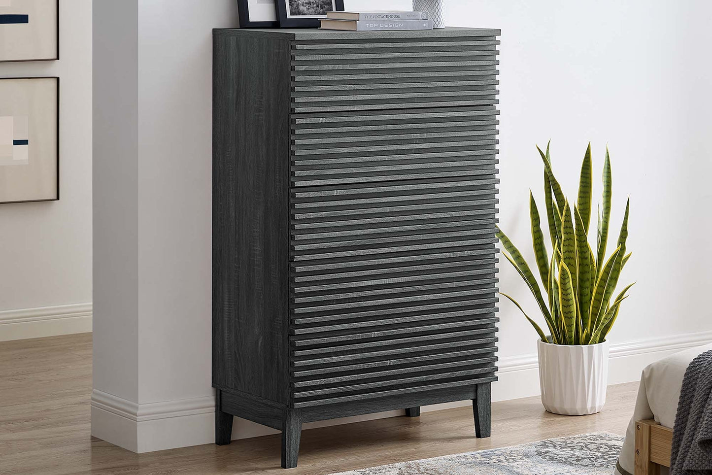 Render 5-Drawer Dresser Chest in Charcoal. - Venini Furniture 