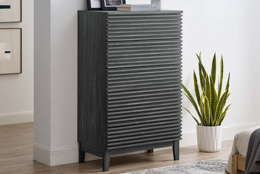 Render 5-Drawer Dresser Chest in Charcoal. - Venini Furniture 