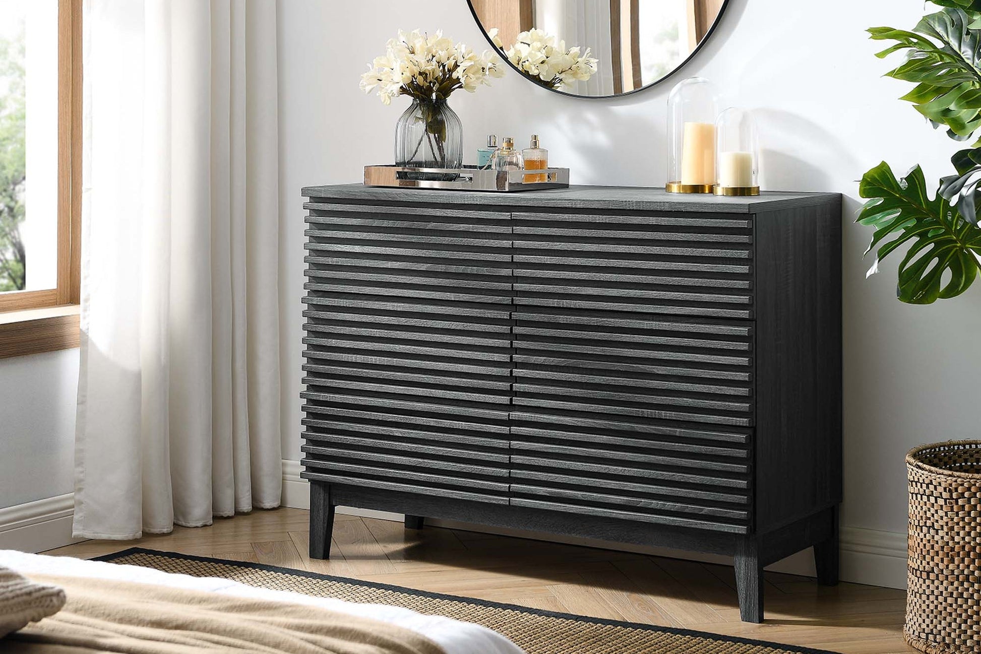 Render 6-Drawer Dresser in Charcoal. - Venini Furniture 