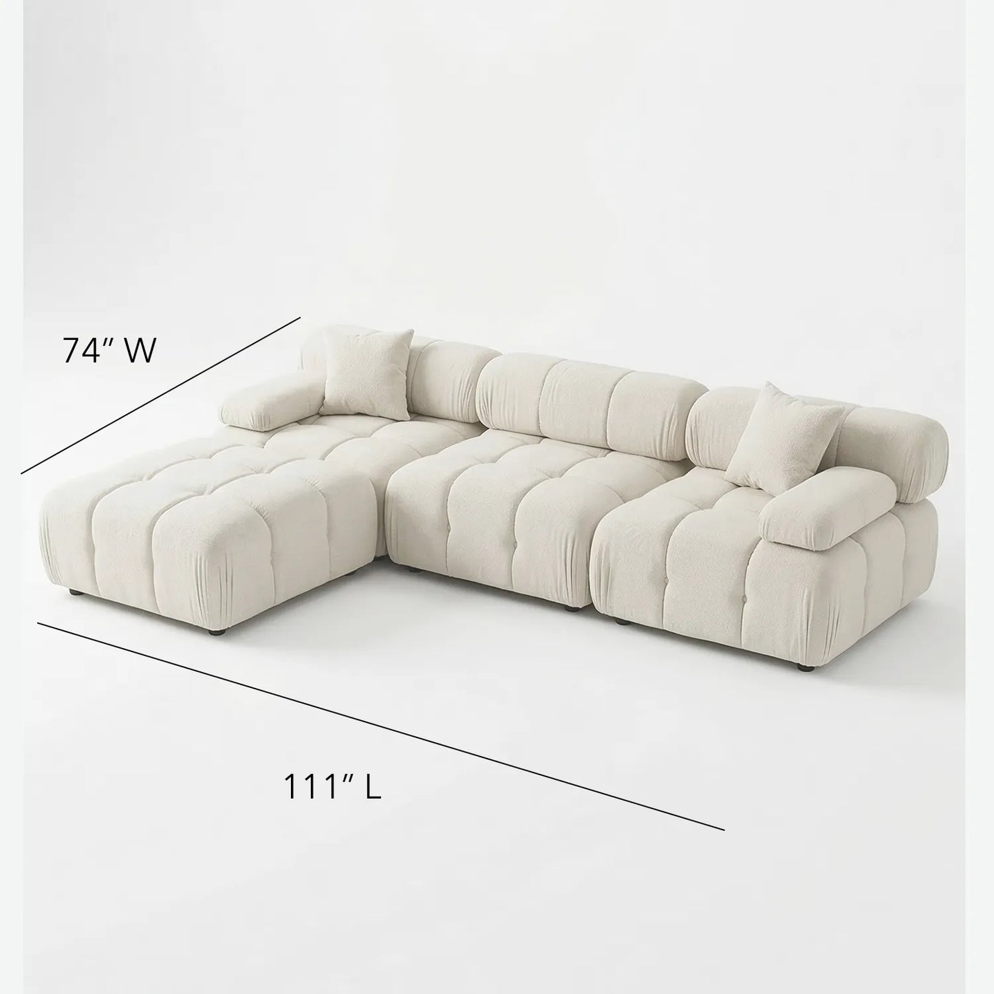 Munich Modular Fabric Sectional Light Grey, Dark Gey and White - Venini Furniture 