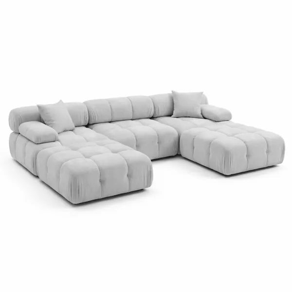 Munich Modular Fabric Sectional U OPTION Light Grey, Dark Gey and White - Venini Furniture 
