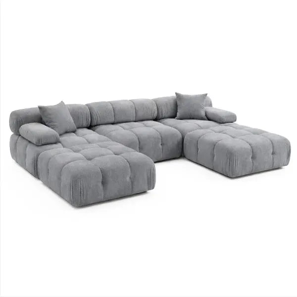 Munich Modular Fabric Sectional U OPTION Light Grey, Dark Gey and White - Venini Furniture 