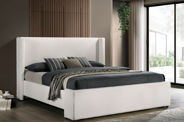 Alamosa Boucle Upholstered Eastern King Platform Bed White 310078KE - Venini Furniture 