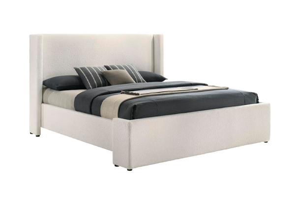 Alamosa Boucle Upholstered Eastern King Platform Bed White 310078KE - Venini Furniture 