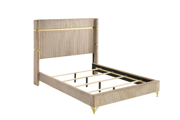 Lucia 61-inch Upholstered Eastern King Wingback Bed Beige 224731KE
