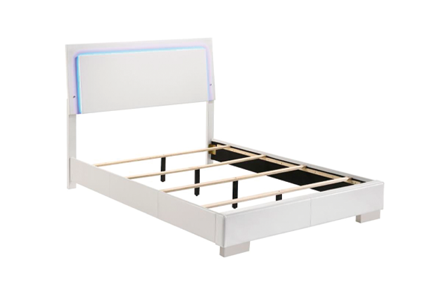 Felicity Wood Full LED Panel Bed White High Gloss 203500F
