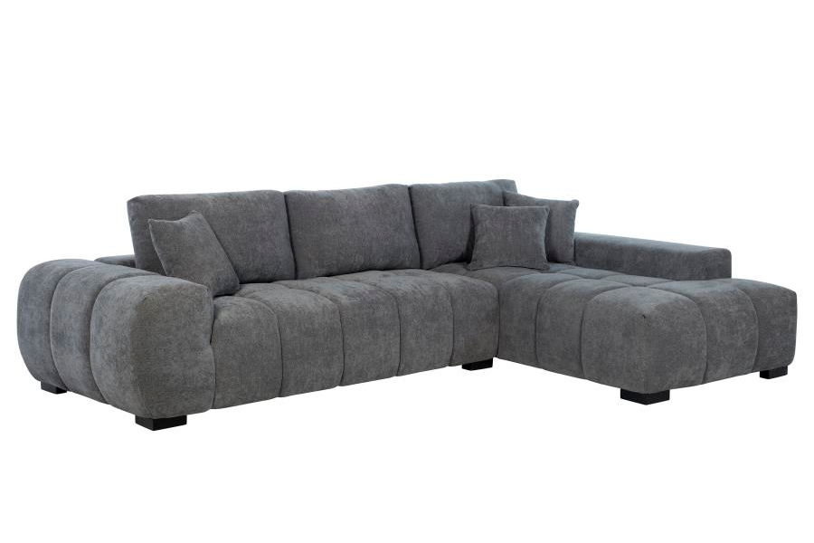 Octavia Upholstered Sectional Chaise Sofa Charcoal Grey 509965 - Venini Furniture 
