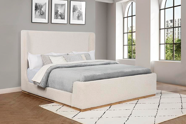 Nala Upholstered Eastern King Sleigh Bed Cream 302046KE