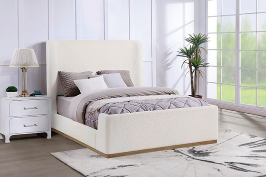 Nala Upholstered Queen Sleigh Bed Cream 302046Q