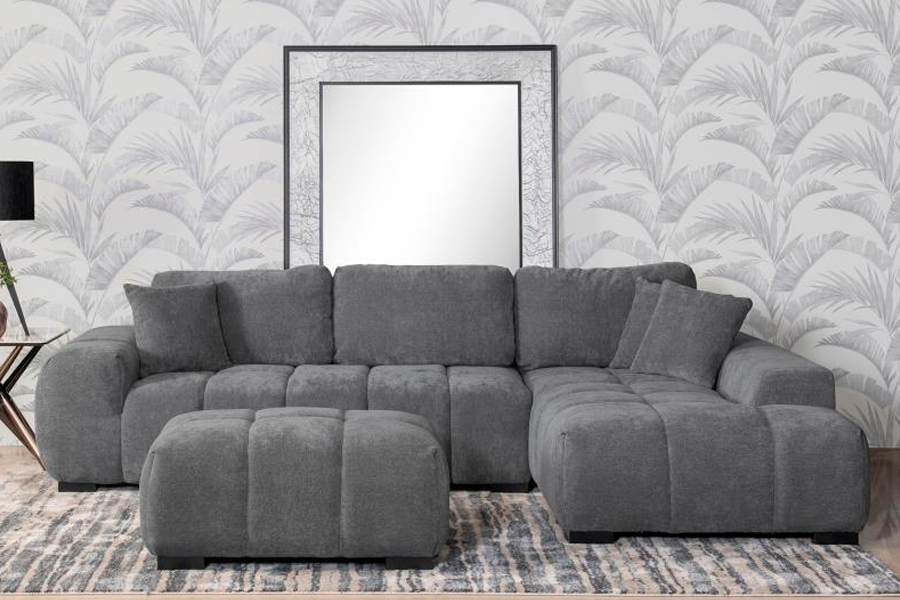Octavia Upholstered Sectional Chaise Sofa Charcoal Grey 509965 - Venini Furniture 