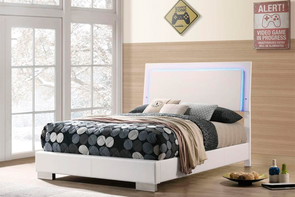 Felicity Wood Full LED Panel Bed White High Gloss 203500F