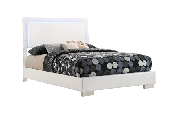 Felicity Wood Full LED Panel Bed White High Gloss 203500F