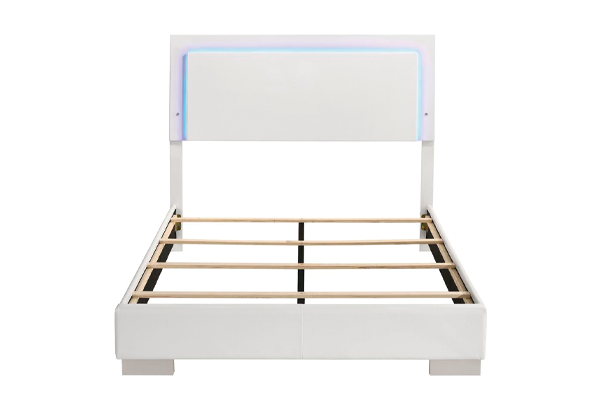 Felicity Wood Full LED Panel Bed White High Gloss 203500F
