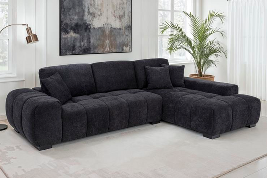 Octavia Upholstered Sectional Chaise Sofa Black 511061 - Venini Furniture 