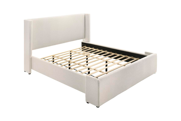 Alamosa Boucle Upholstered Eastern King Platform Bed White 310078KE - Venini Furniture 