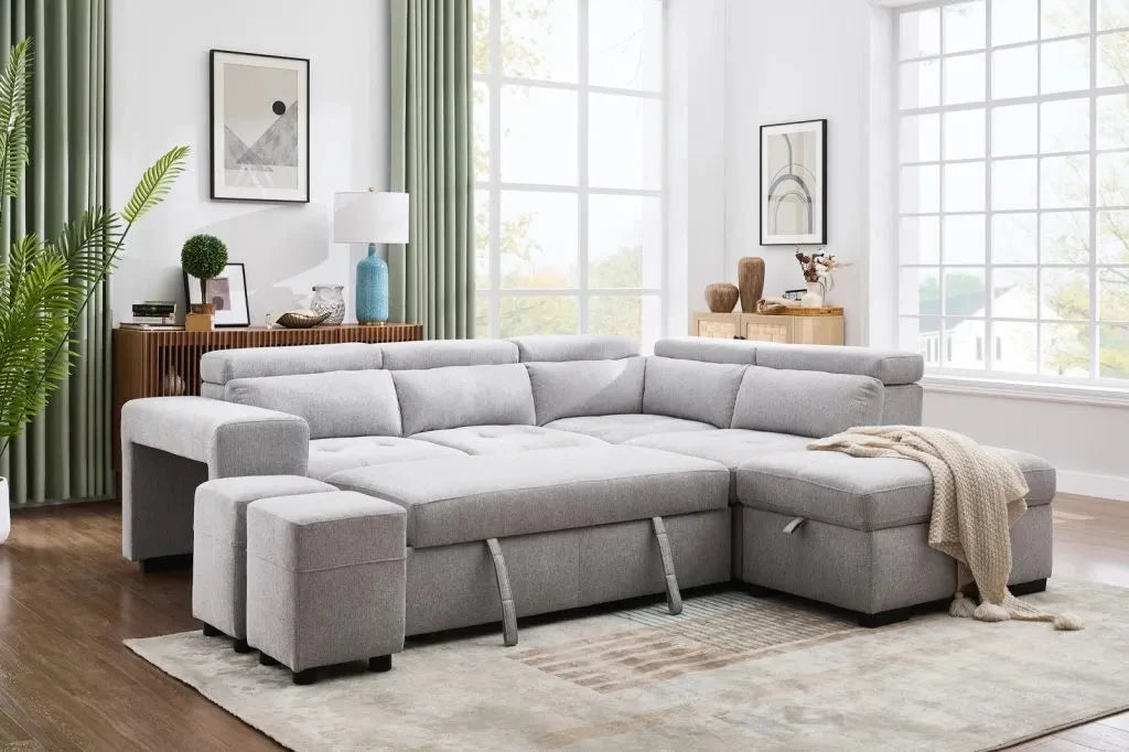 POSITANO Sectional in Dark or Light Grey and Left or Right - Venini Furniture 