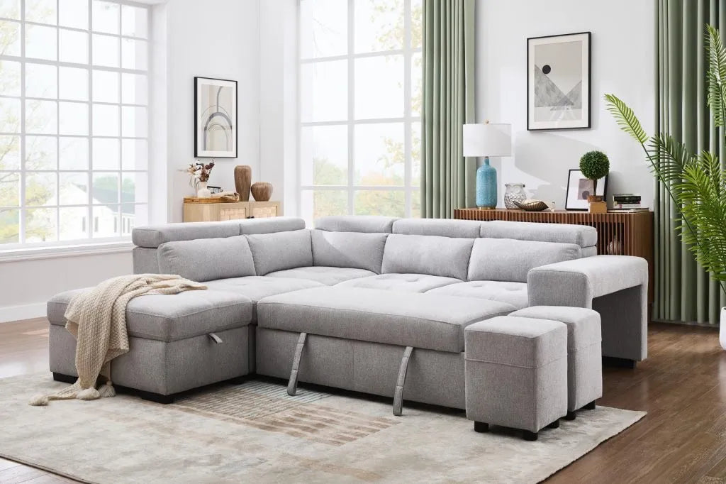 POSITANO Sectional in Dark or Light Grey and Left or Right - Venini Furniture 