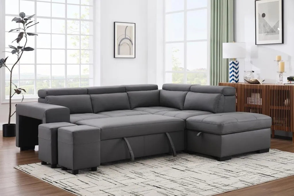 POSITANO Sectional in Dark or Light Grey and Left or Right - Venini Furniture 