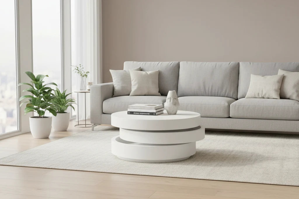 Ovvo Coffee Table All White or White and Gray - Venini Furniture 