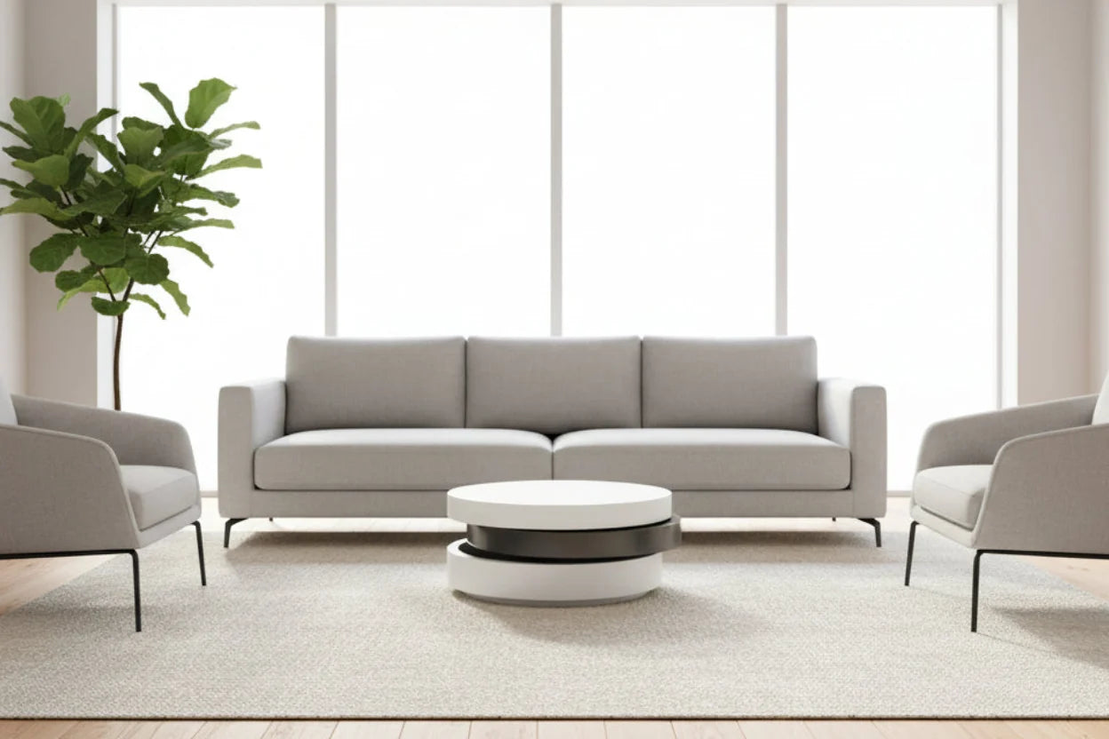 Ovvo Coffee Table All White or White and Gray - Venini Furniture 