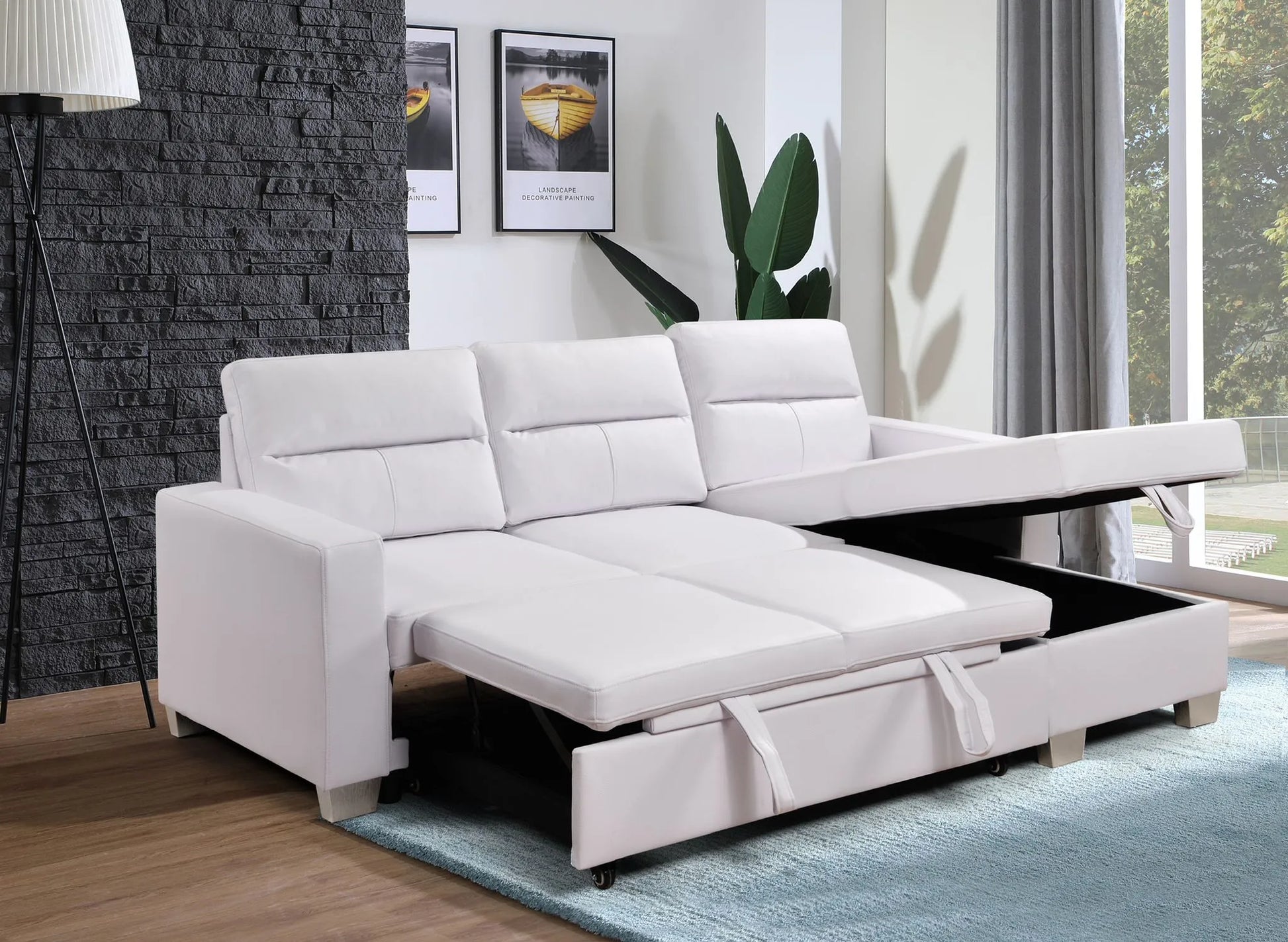 Daniel Reversible Sectional Black or White - Venini Furniture 