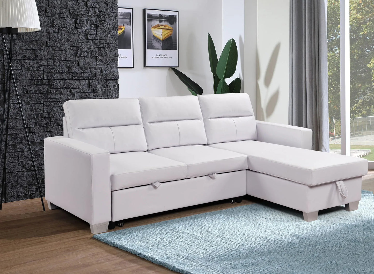 Daniel Reversible Sectional Black or White - Venini Furniture 