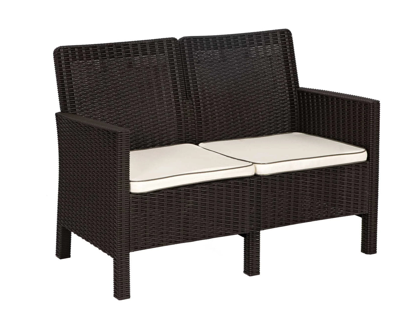 Nova 4-Piece Settee Set with Loveseat and Cushions-Brown