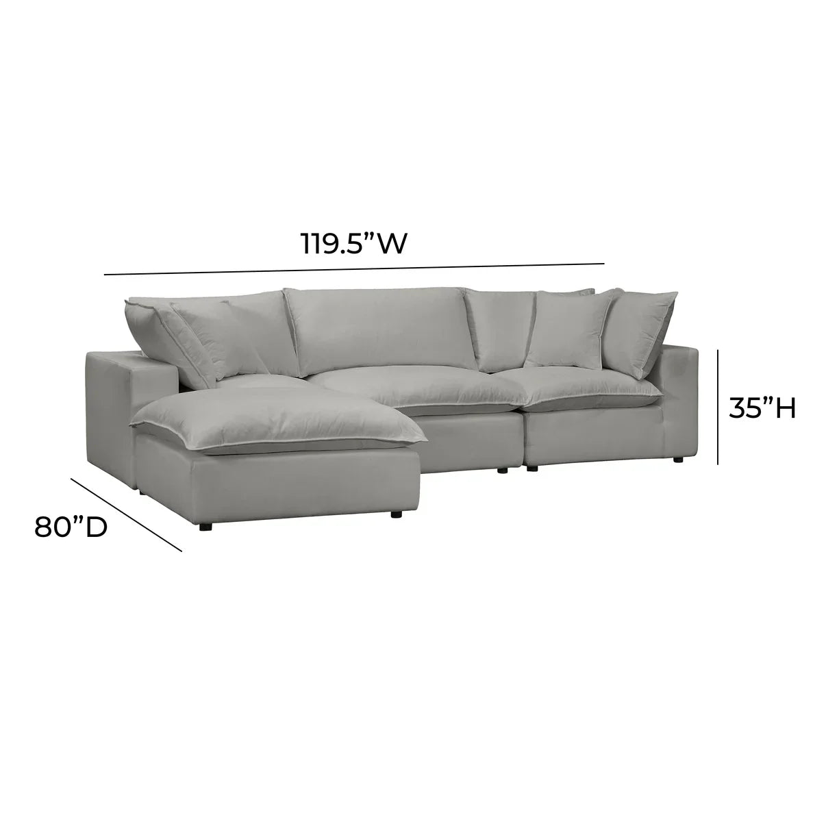 Cali 4-Piece Performance Fabric Modular Sectional